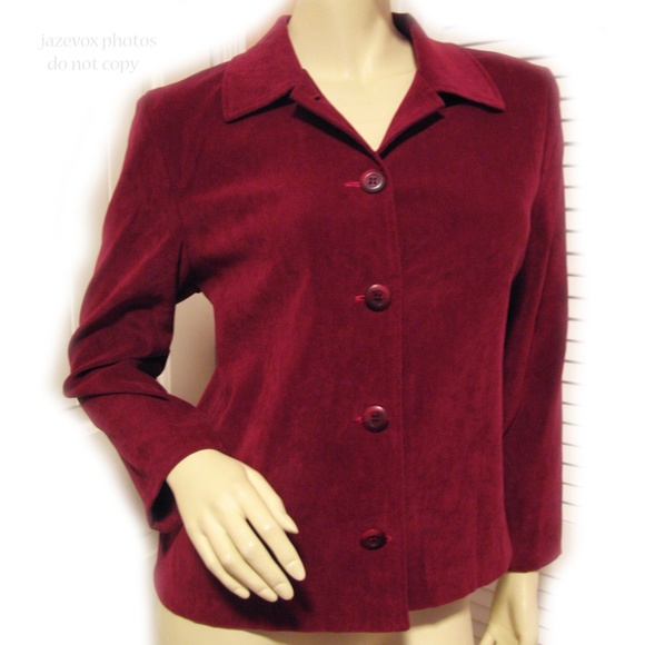Vintage Y2K 90s Briggs Velour Blazer Jacket Red Maroon Preppy Academia Old Money - Picture 1 of 8